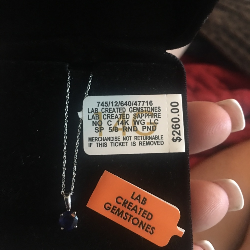 14k lab created sapphire necklace from Macy’s 16”